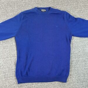 Eddie Bauer Blue Chunky Knit Sweater Men Large Tall Mini Goose Cotton Sweatshirt